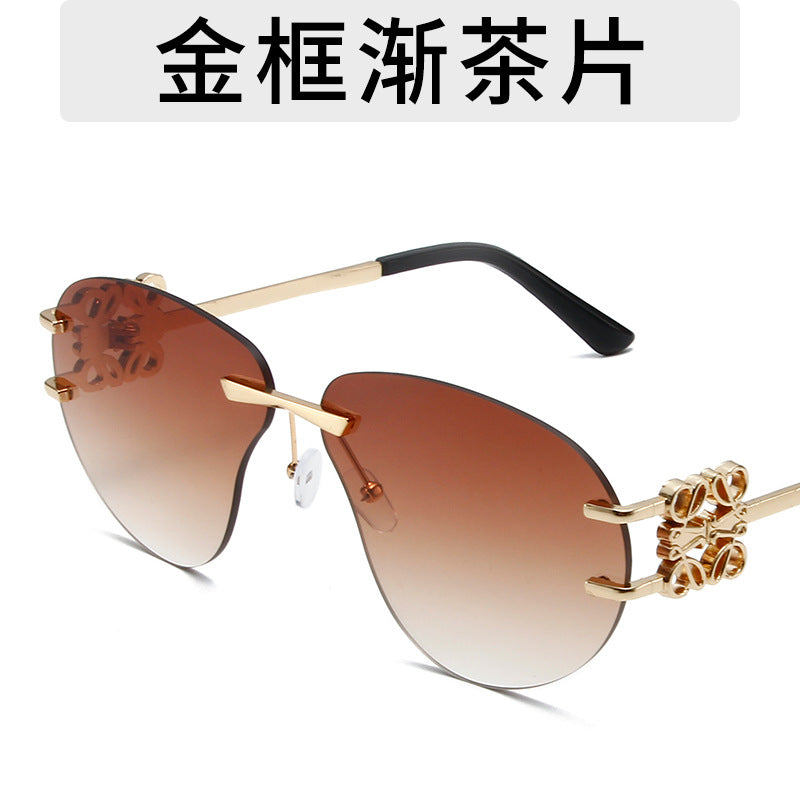 Wholesale Metal Frameless Shaped Sunglasses  Gradient Hip Hop Punk Sunglasses Suitable for Riding Cool Glasses